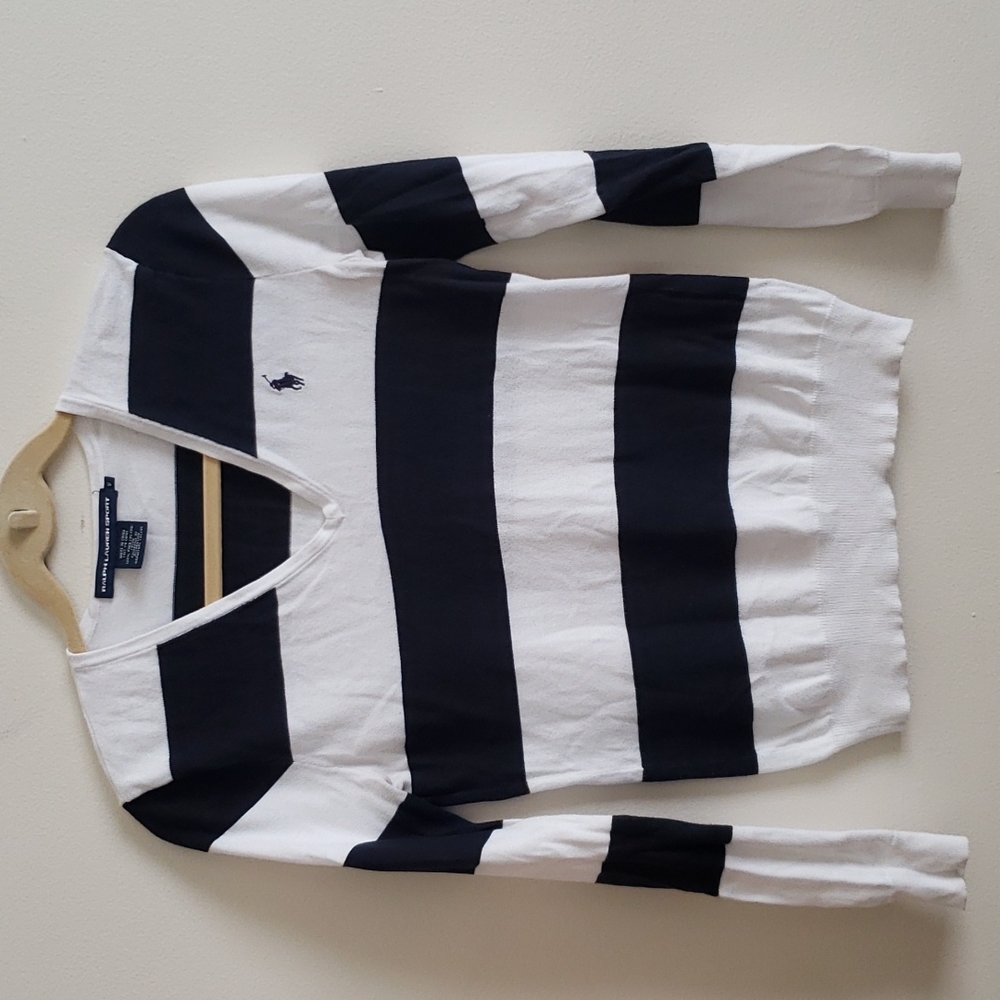 Lauren Ralph Lauren striped preppy long sleeve sweater, academia, women's size m